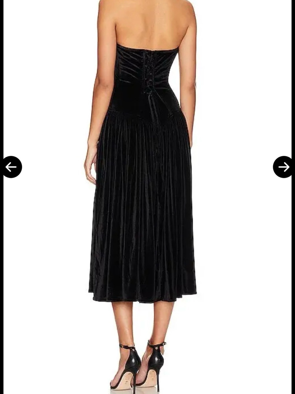Love the Label Carmen Black Velvet Corset Midi Dress XS Boned Strapless - Picture 4 of 11